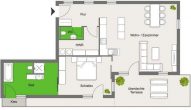 Neuwertige 2-Zi.-Penthousewohnung in Zentrumsnähe (barrierefrei) - Wohnungsgrundriss